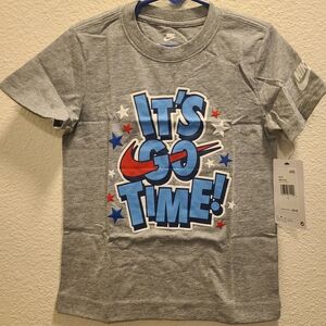 Nike Kids Gray Tee with Blue and Red Graphic